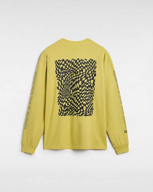 Yellow Vans MTE Warp Check Long Sleeve Men T Shirts | VN0231846