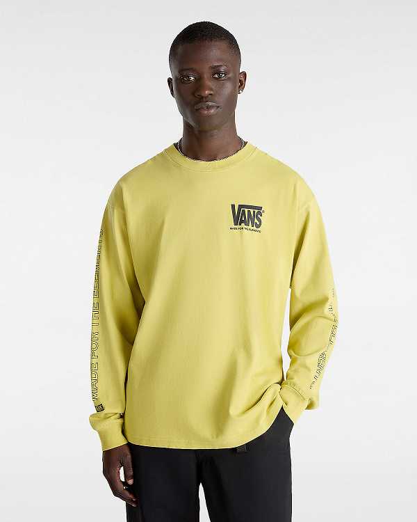 Yellow Vans MTE Warp Check Long Sleeve Men T Shirts | VN0231846