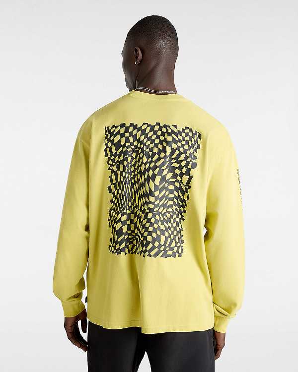 Yellow Vans MTE Warp Check Long Sleeve Men T Shirts | VN0231846