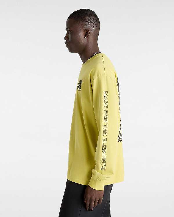 Yellow Vans MTE Warp Check Long Sleeve Men T Shirts | VN0231846