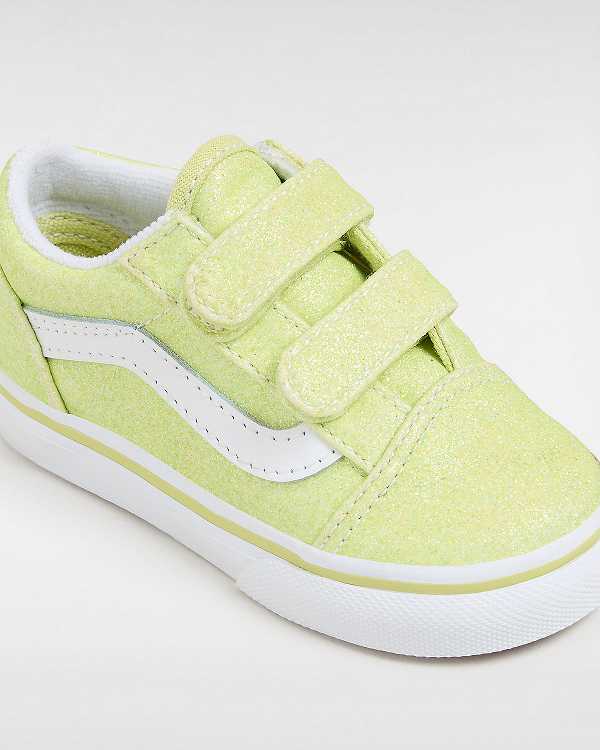 Yellow Vans Old Skool Hook and Loop Glitter (1-4 Years) Kids' Sneakers | VN1325086