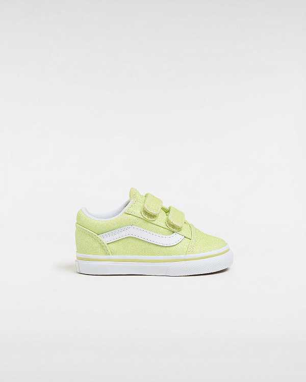 Yellow Vans Old Skool Hook and Loop Glitter (1-4 Years) Kids\' Sneakers | VN1325086