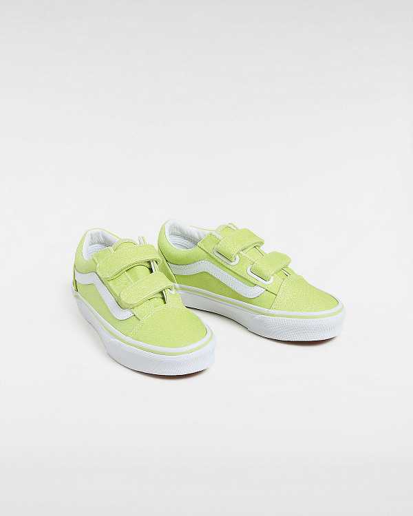 Yellow Vans Old Skool Hook and Loop Glitter (4-8 years) Kids' Sneakers | VN8216439