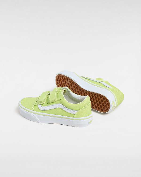 Yellow Vans Old Skool Hook and Loop Glitter (4-8 years) Kids' Sneakers | VN8216439